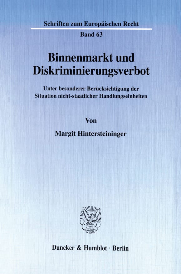 Cover Binnenmarkt und Diskriminierungsverbot