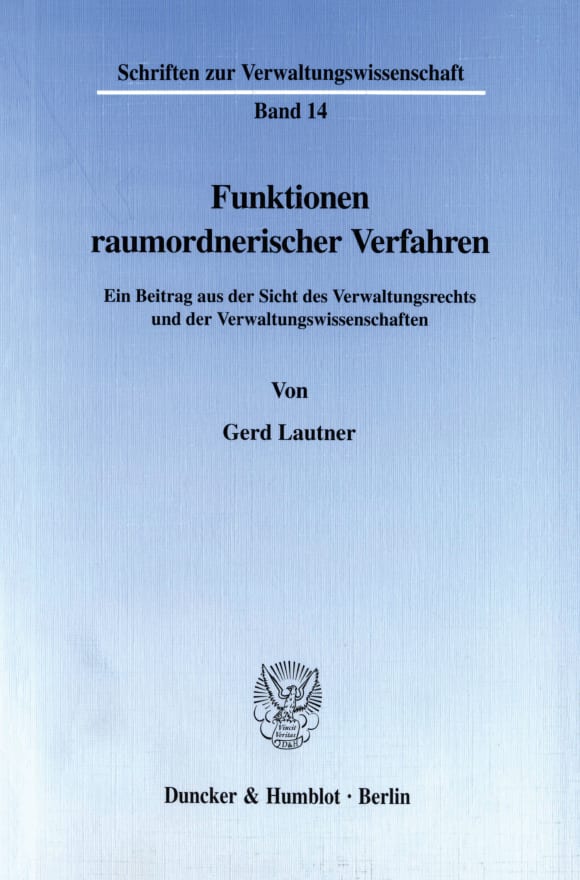 Cover Funktionen raumordnerischer Verfahren