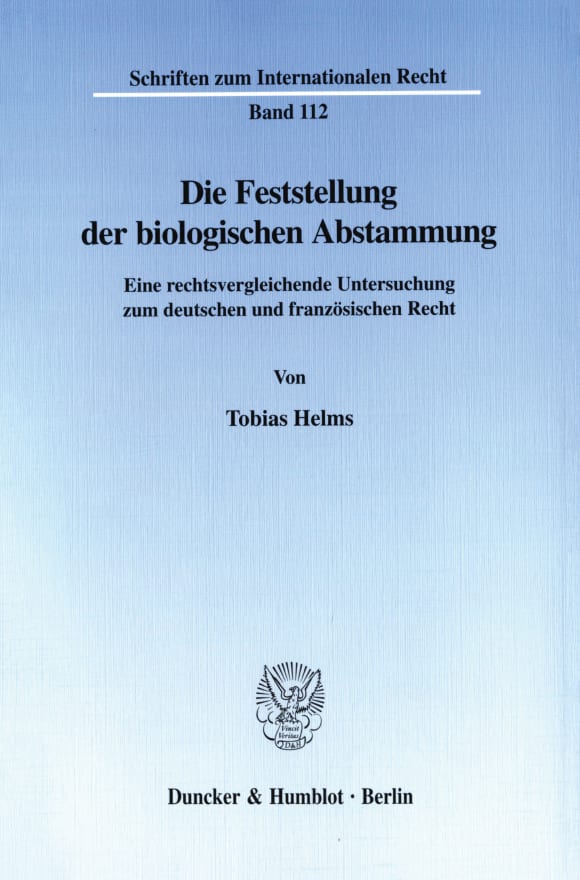 Cover Die Feststellung der biologischen Abstammung