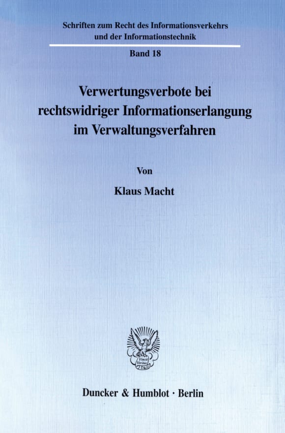 Cover Verwertungsverbote bei rechtswidriger Informationserlangung im Verwaltungsverfahren