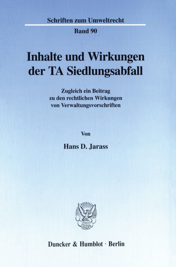 Cover Inhalte und Wirkungen der TA Siedlungsabfall