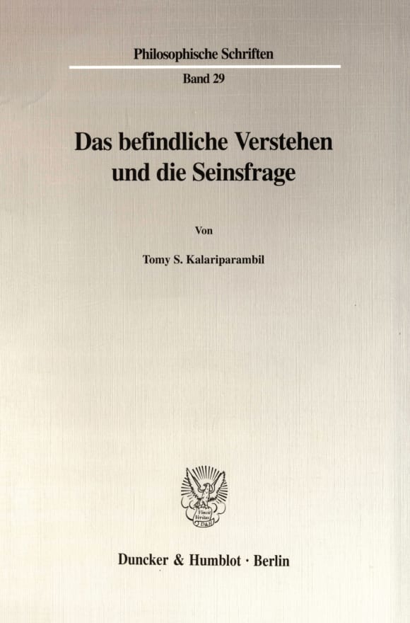 Cover Das befindliche Verstehen und die Seinsfrage