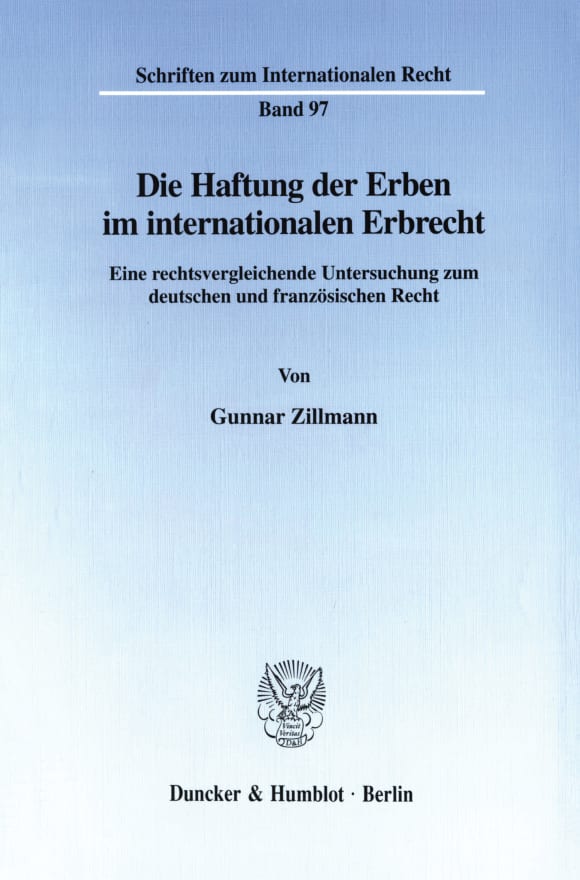 Cover Die Haftung der Erben im internationalen Erbrecht