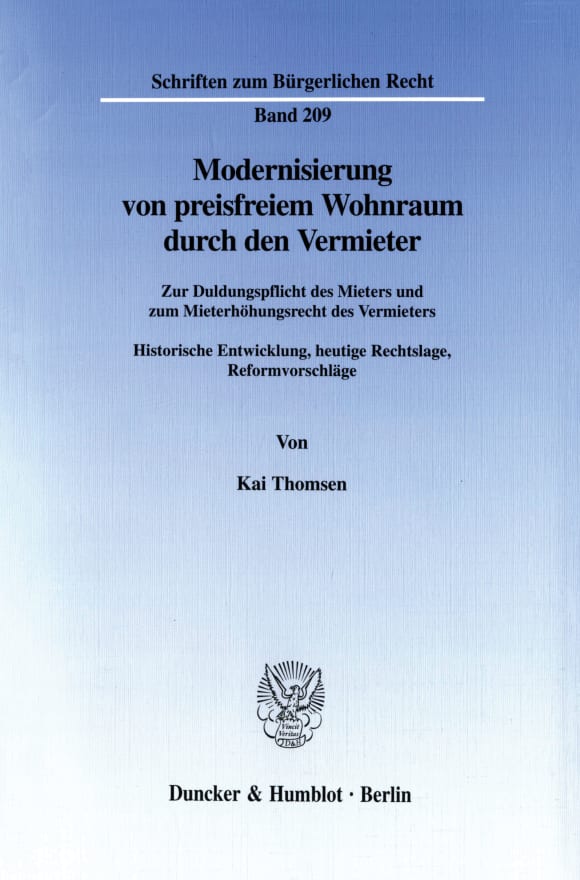 Cover Modernisierung von preisfreiem Wohnraum durch den Vermieter