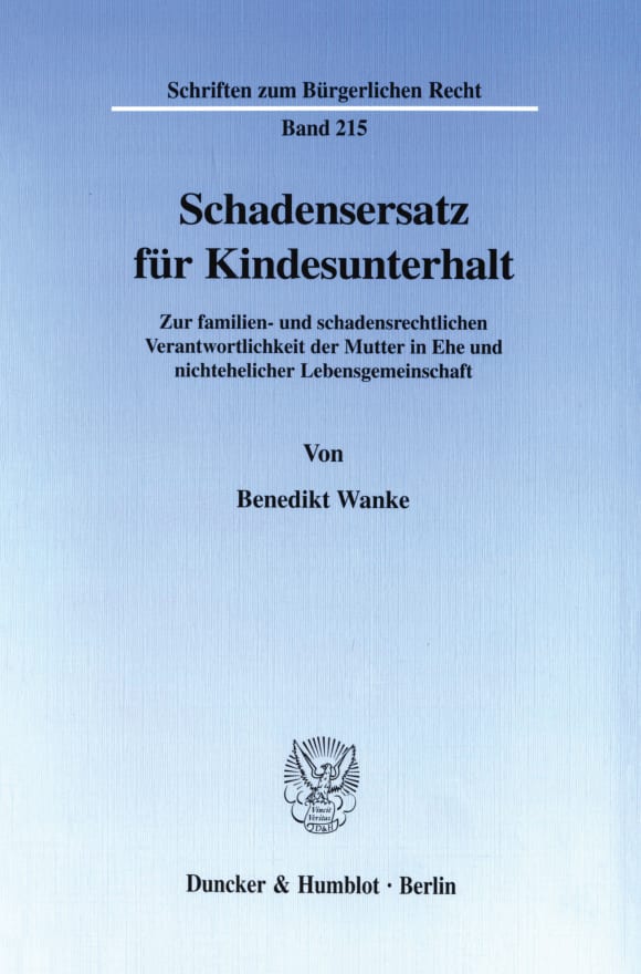 Cover Schadensersatz für Kindesunterhalt