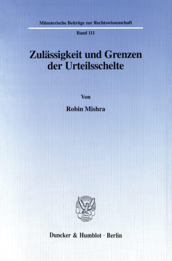 Cover Zulässigkeit und Grenzen der Urteilsschelte