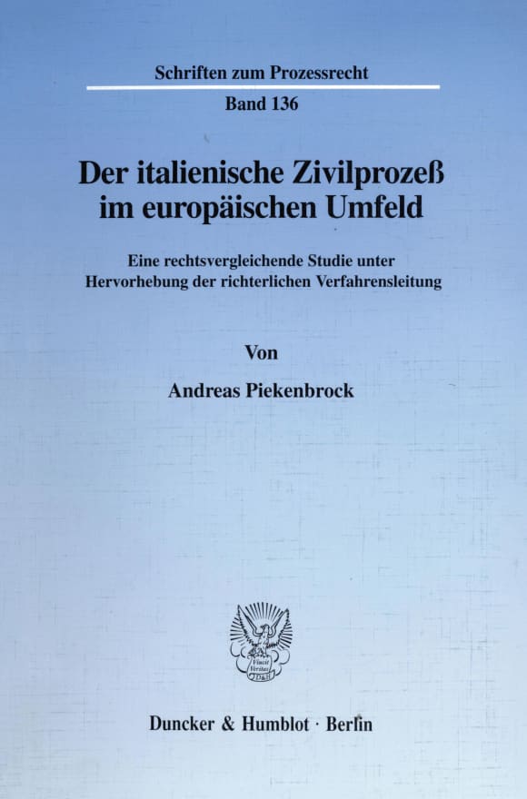 Cover Der italienische Zivilprozeß im europäischen Umfeld