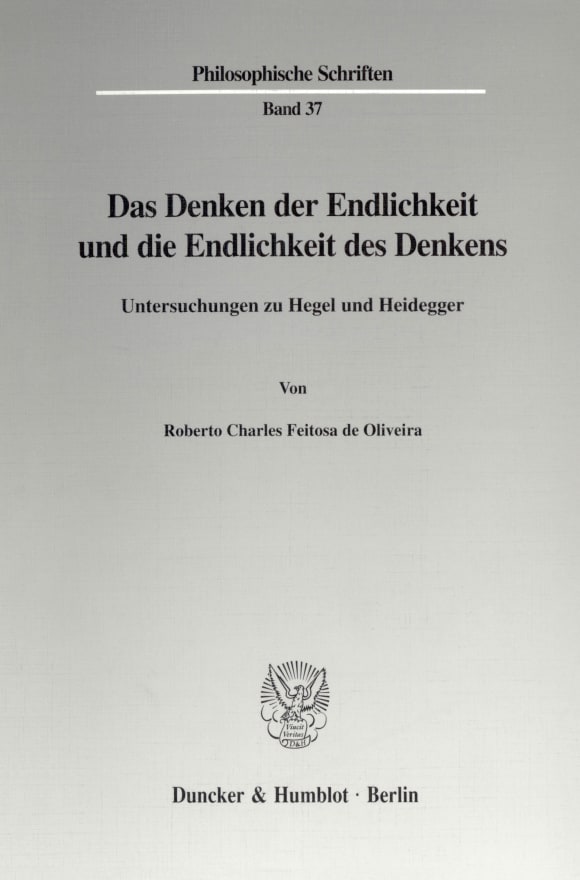 Cover Das Denken der Endlichkeit und die Endlichkeit des Denkens