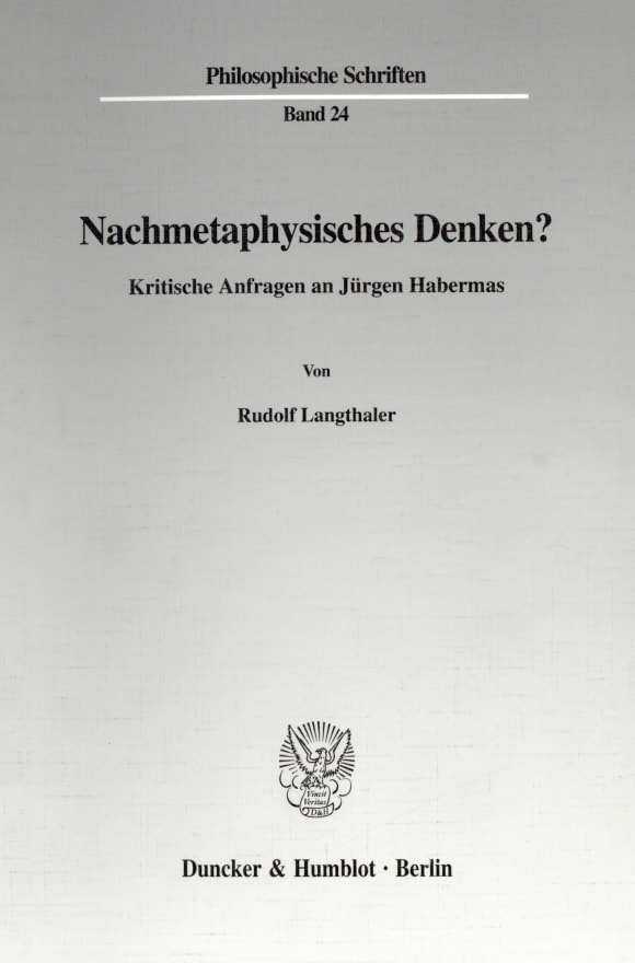 Cover Nachmetaphysisches Denken?