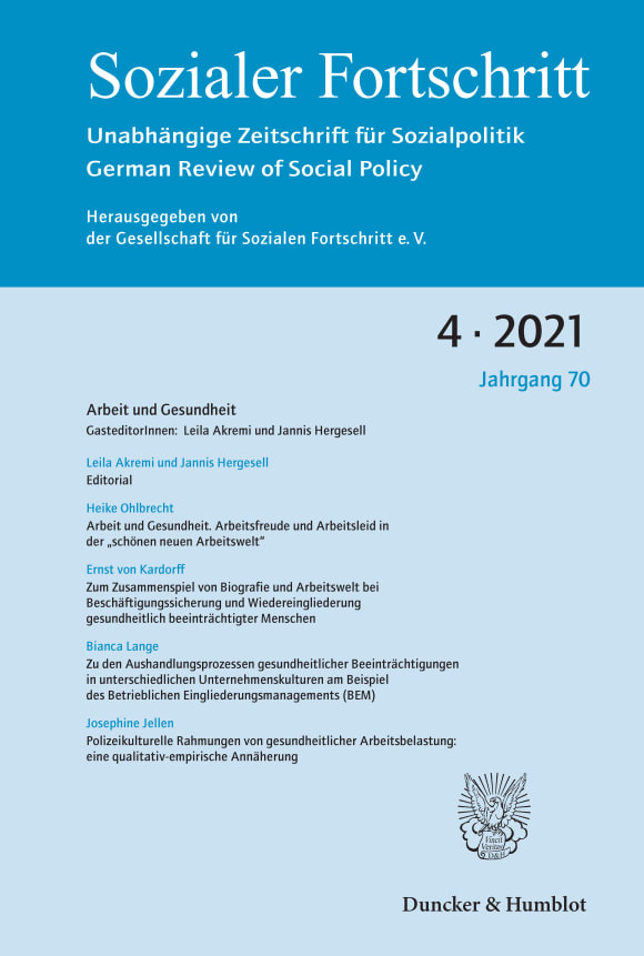 Cover Arbeit und Gesundheit (SF 4/2021)