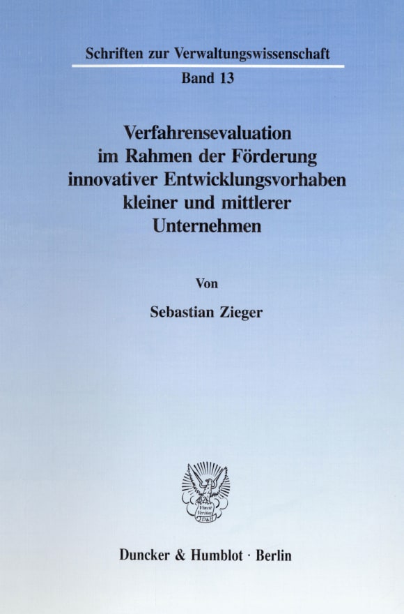 Cover Verfahrensevaluation im Rahmen der Förderung innovativer Entwicklungsvorhaben kleiner und mittlerer Unternehmen