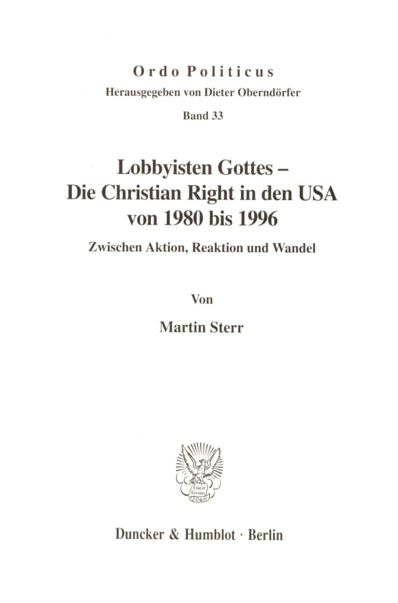 Cover Lobbyisten Gottes - Die Christian Right in den USA von 1980 bis 1996