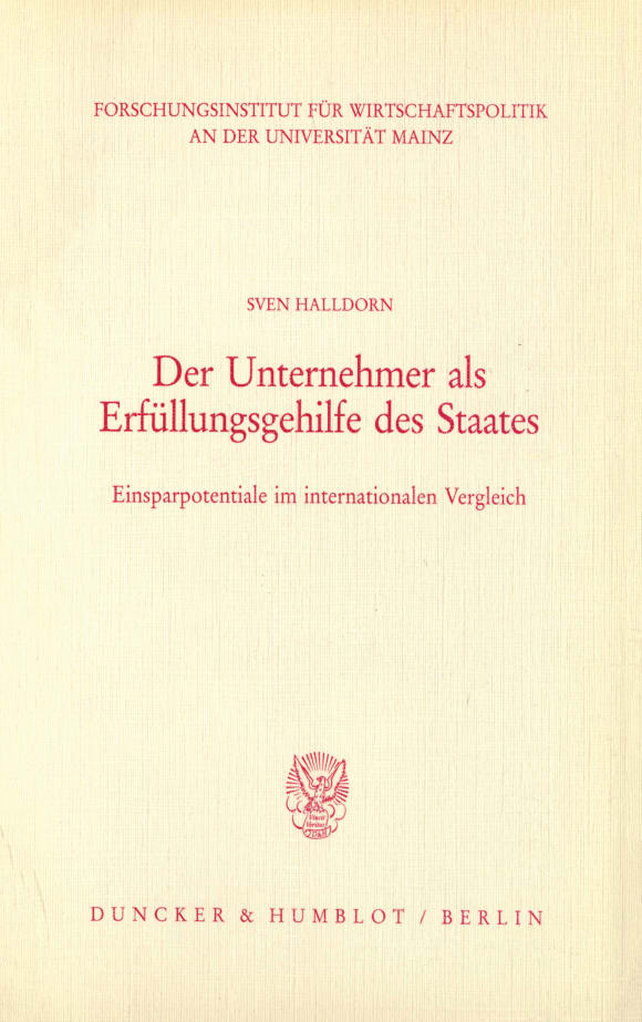 Cover Der Unternehmer als Erfüllungsgehilfe des Staates