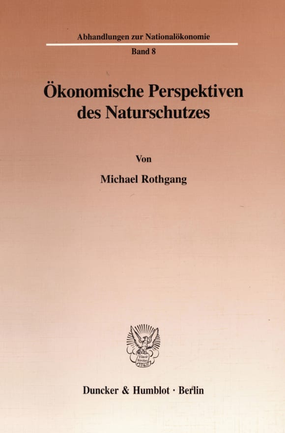 Cover Ökonomische Perspektiven des Naturschutzes