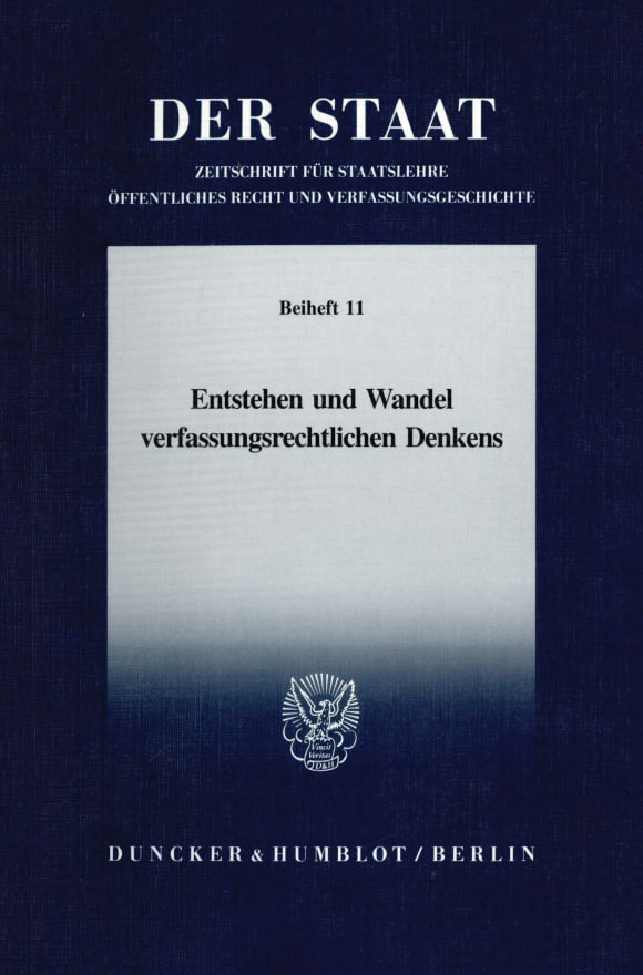 Cover Entstehen und Wandel verfassungsrechtlichen Denkens