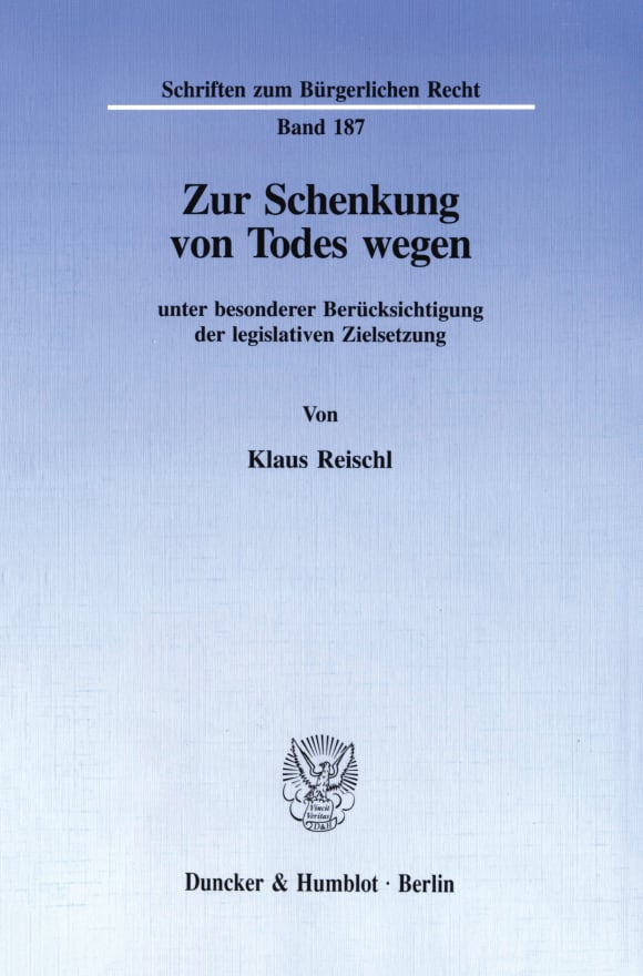 Cover Zur Schenkung von Todes wegen