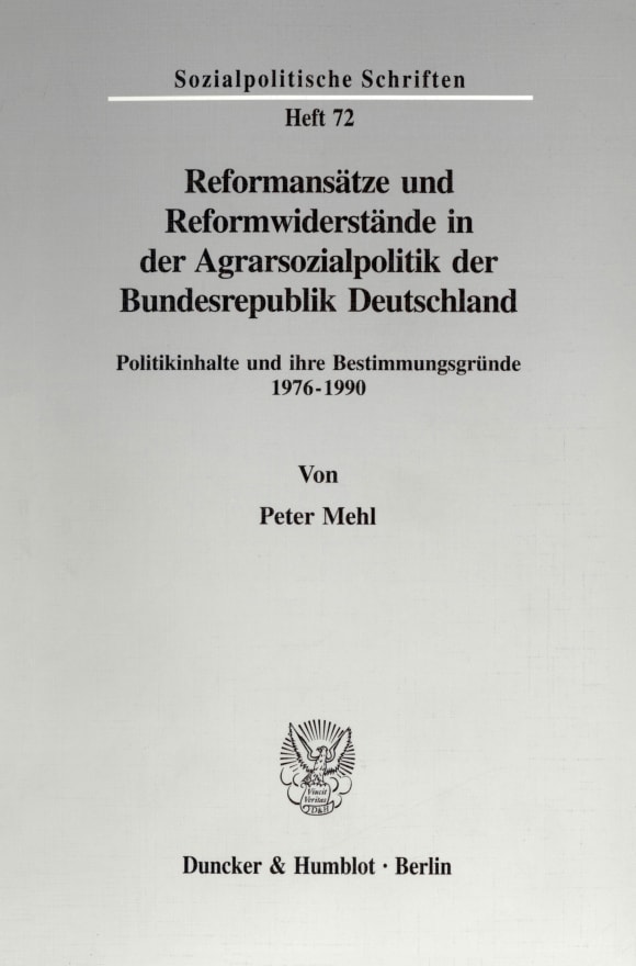 Cover Reformansätze und Reformwiderstände in der Agrarsozialpolitik der Bundesrepublik Deutschland