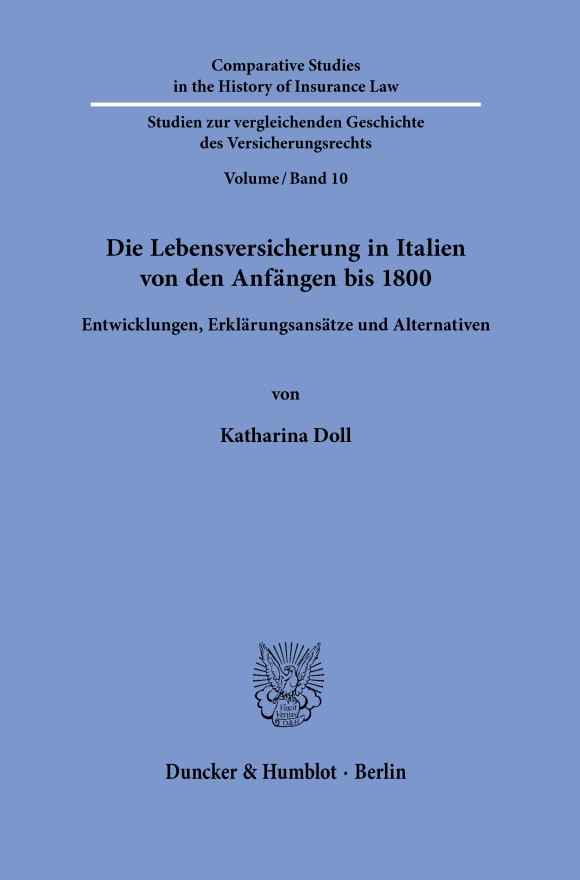 Cover Die Lebensversicherung in Italien von den Anfängen bis 1800