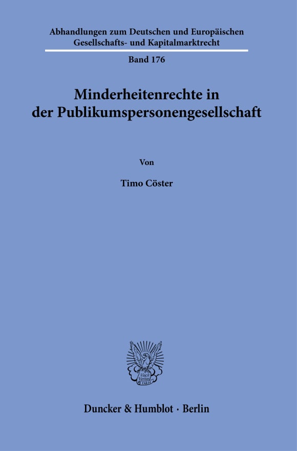 Cover Minderheitenrechte in der Publikumspersonengesellschaft