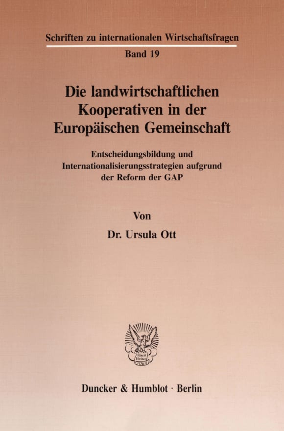 Cover Die landwirtschaftlichen Kooperativen in der Europäischen Gemeinschaft