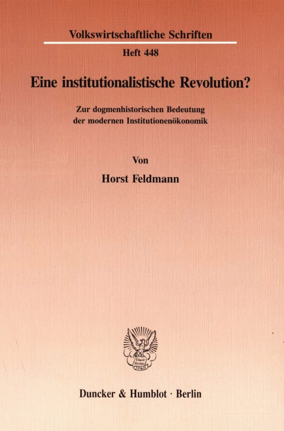 Cover Eine institutionalistische Revolution?