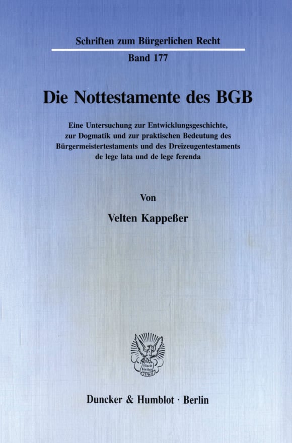 Cover Die Nottestamente des BGB