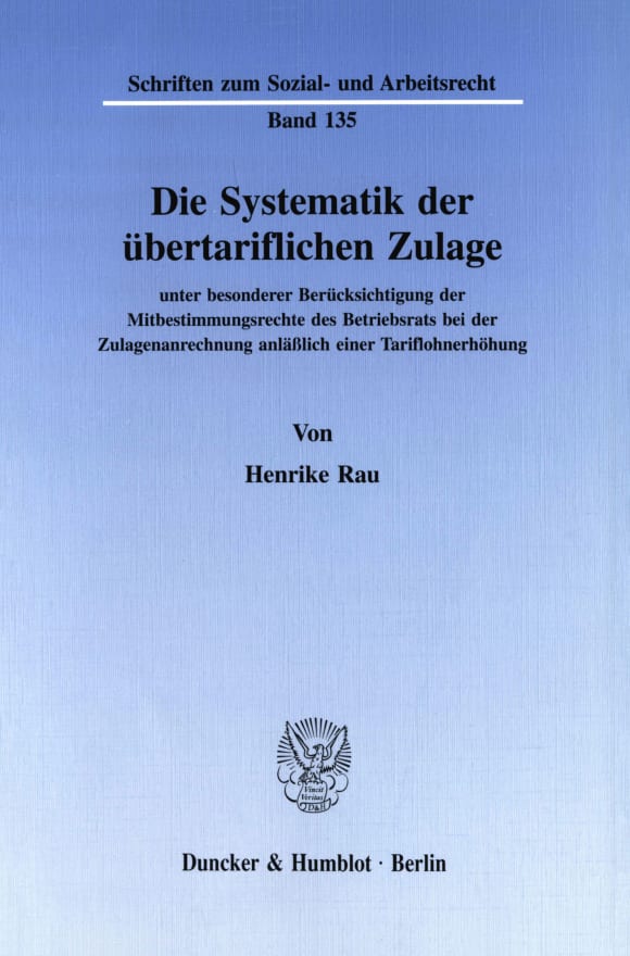 Cover Die Systematik der übertariflichen Zulage