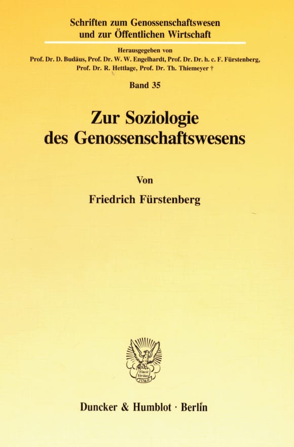 Cover Zur Soziologie des Genossenschaftswesens