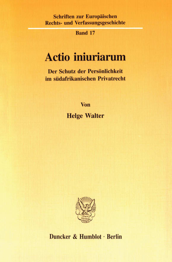 Cover Actio iniuriarum