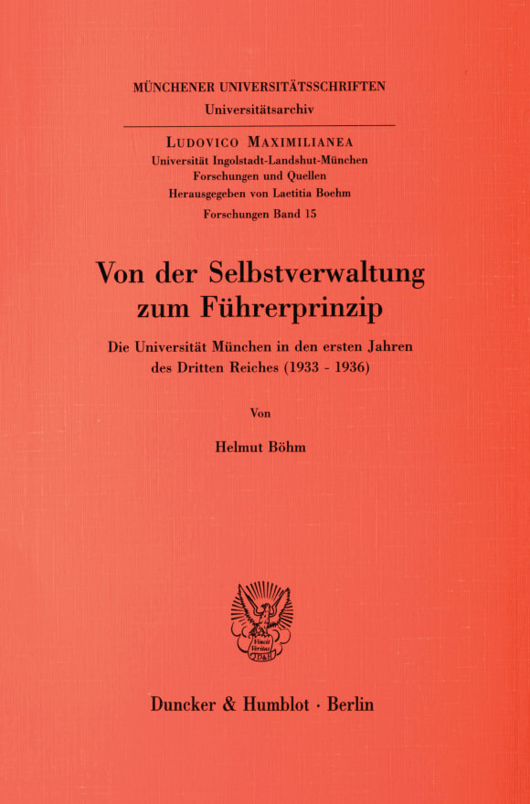 Cover Von der Selbstverwaltung zum Führerprinzip