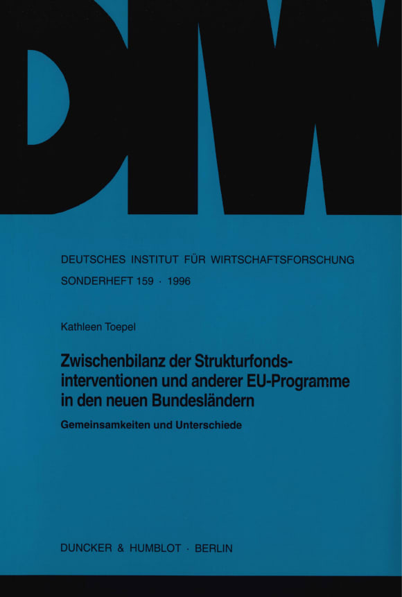 Cover Zwischenbilanz der Strukturfondsinterventionen und anderer EU-Programme in den neuen Bundesländern