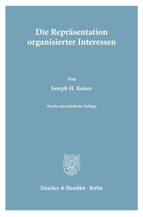 Cover Die Repräsentation organisierter Interessen