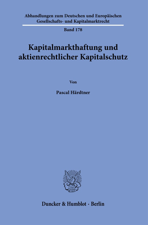 Cover Kapitalmarkthaftung und aktienrechtlicher Kapitalschutz