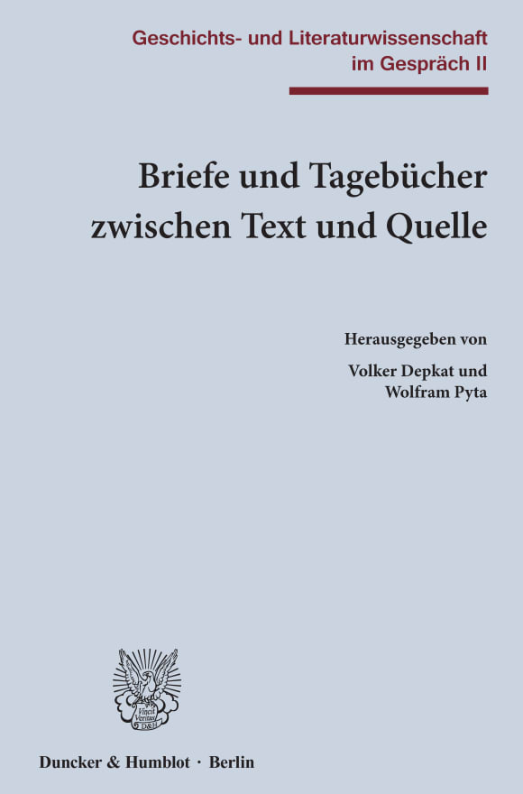 Cover Briefe und Tagebücher zwischen Text und Quelle