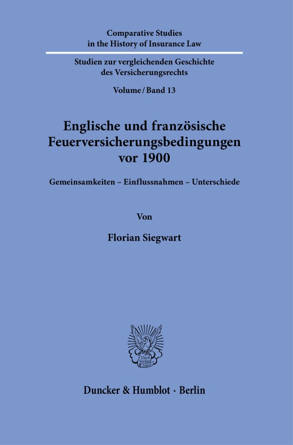 Cover Englische und französische Feuerversicherungsbedingungen vor 1900