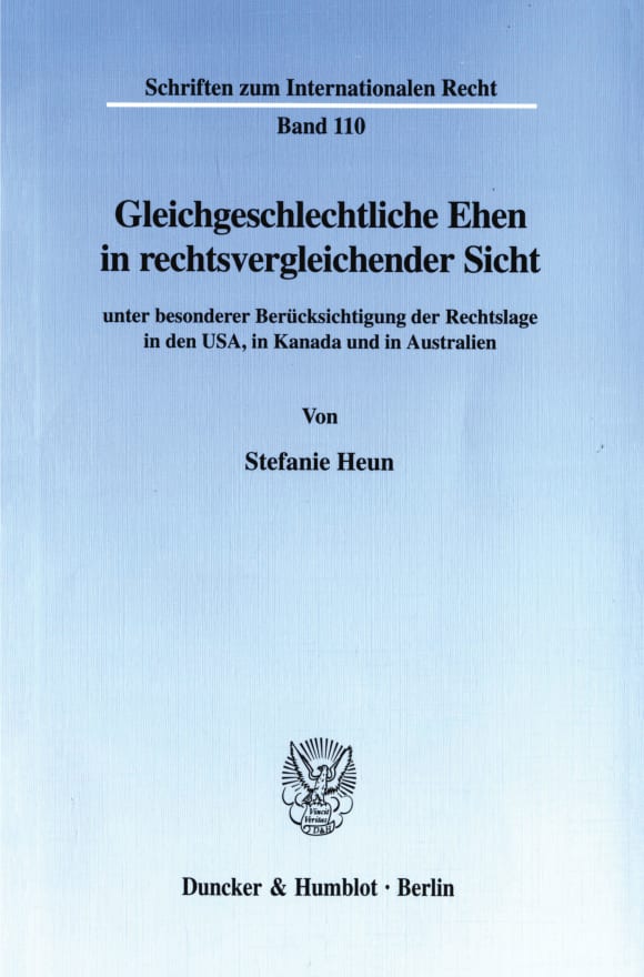 Cover Gleichgeschlechtliche Ehen in rechtsvergleichender Sicht