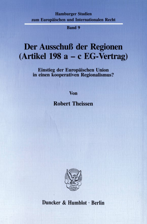 Cover Der Ausschuß der Regionen (Artikel 198 a - c EG-Vertrag)