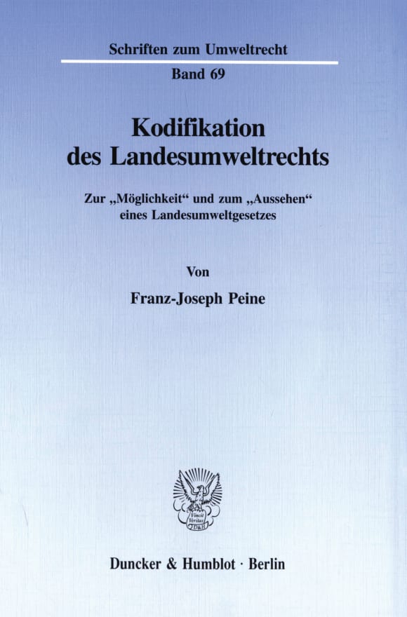 Cover Kodifikation des Landesumweltrechts