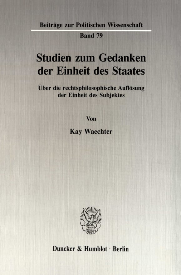 Cover Studien zum Gedanken der Einheit des Staates