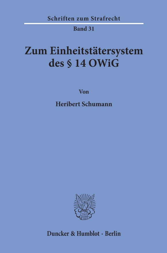 Cover Zum Einheitstätersystem des § 14 OWiG