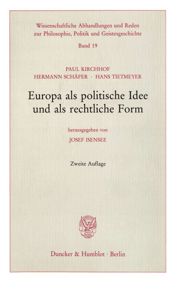 Cover Europa als politische Idee und als rechtliche Form