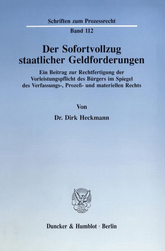 Cover Der Sofortvollzug staatlicher Geldforderungen