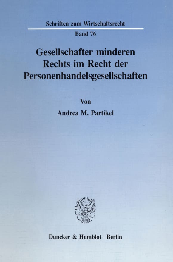 Cover Gesellschafter minderen Rechts im Recht der Personenhandelsgesellschaften