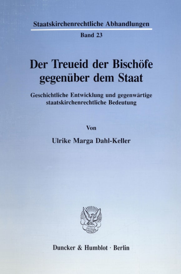 Cover Der Treueid der Bischöfe gegenüber dem Staat