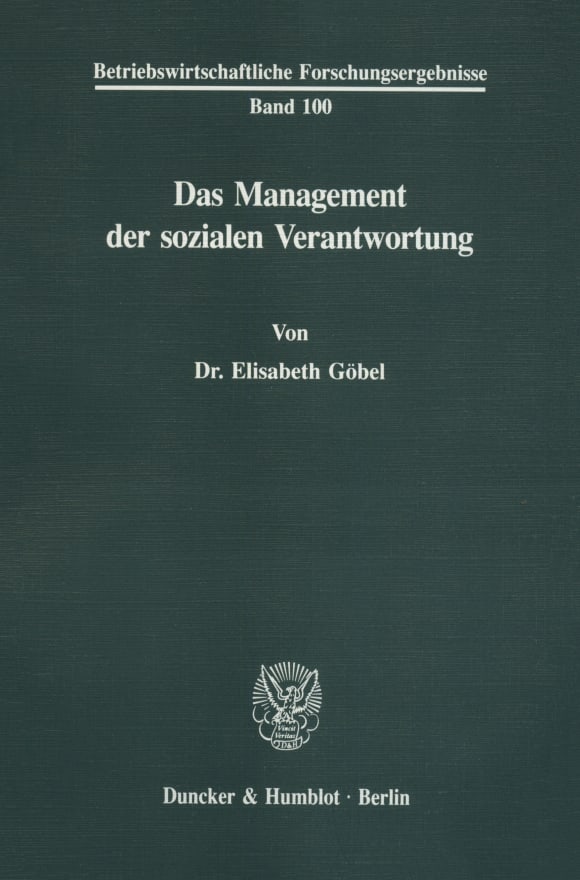 Cover Das Management der sozialen Verantwortung