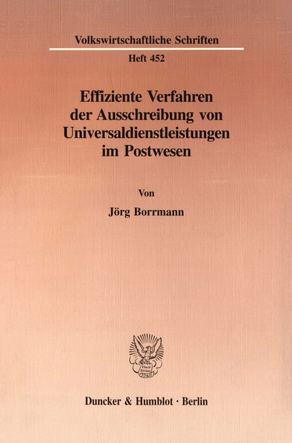 Cover Effiziente Verfahren der Ausschreibung von Universaldienstleistungen im Postwesen