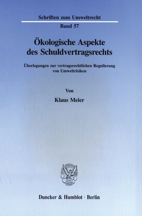 Cover Ökologische Aspekte des Schuldvertragsrechts