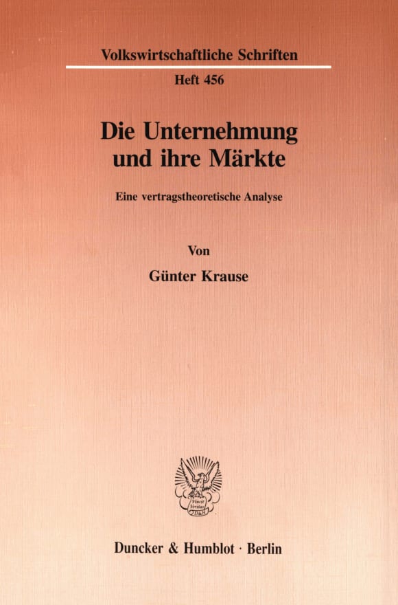 Cover Die Unternehmung und ihre Märkte