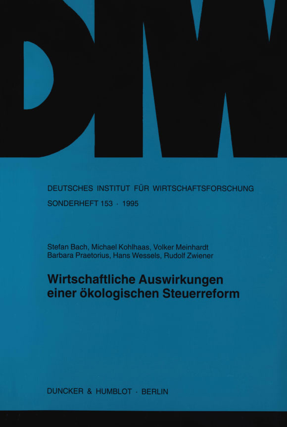 Cover Wirtschaftliche Auswirkungen einer ökologischen Steuerreform