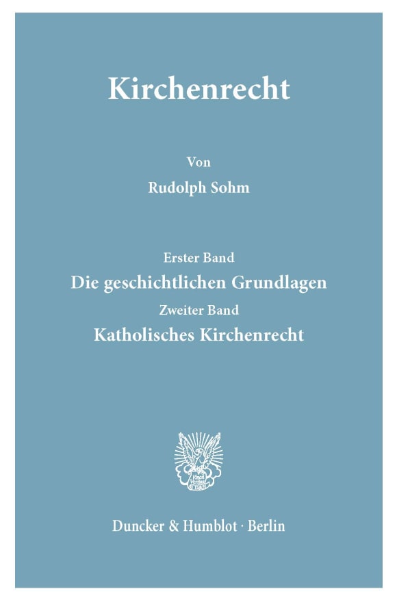 Cover Kirchenrecht. (Aus Binding, Systematisches Handbuch der deutschen Rechtswissenschaft)